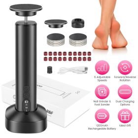 2-In-1 Electric Foot Callus Remover & Nail Grinder Feet Care Kit for Women Rechargeable Foot File with 40 Sanding Discs Bands for Dead Skin Crack