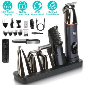 All In One Beard Trimmer for Men With 5 Trimmer Heads IPX5 Waterproof Electric Razor For Face Nose Body Beard Cordless Hair Shaver Clipper Groomi