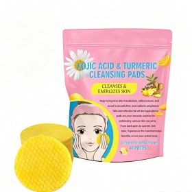 40pcs Turmeric Kojic Acid Cleansing Pads, Turmeric Cleansing Pads With Vitamin B5, Vitamin C For Face (Option: 40pcs)