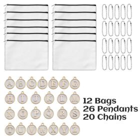 12 Pieces Paintable Blank Canvas pouches (Option: W13732773)