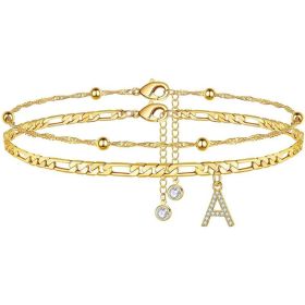 26 Letters Anklet Zircon Letters Simple (Option: A)
