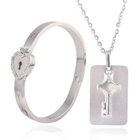 Fashion Jewelry Titanium Steel Couple Love Lock, Bracelet, Key Set, Necklace (Option: 2 Style)