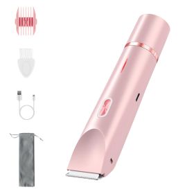 2-in-1 Bikini Trimmer for Women – Cordless Waterproof Body Shaver for Wet & Dry Use (Option: Pink)