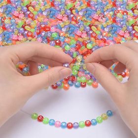 800pcs Letter Beads Multi-Colored Mixed Round Acrylic Number Beads 4x7mm Alphabet Letter Heart Beads For Bracelets Making DIY Bracelets (Option: 800pcs)