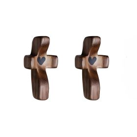 2Pcs Cross My Heart, Encouragement Gift, Relieve Anxiety Comfort For Clutching, Clinging And Praying, Wooden Cross Fidget, Pocket Olive Wood Cros (Option: 2pcs)