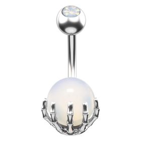 Skeleton Balls Piercing Banana Piercing Stainless Steel 14G Belly Button Piercing Women's Claws (Option: White)