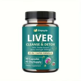 Liver Support Supplement 20-in-1 Detox Formula - Extra Strength Milk Thistle 300mg, 90 Capsules (Option: 1)