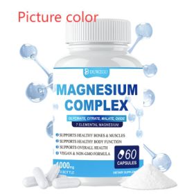 Magnesium Complex Supplement With Glycinate Citrate, Malate Oxide, Supports Bone, Muscle Digestive Health, Vegan Non-GMO, 60 Capsules (Option: Picture color)