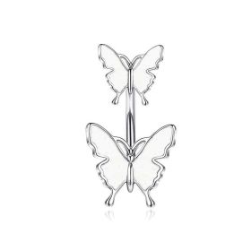 Butterfly AB Butterfly Belly Button Rings 14G Belly Rings 316L Stainless Steel Belly Piercing Purple Cubic Zirconia Navel Ring,Navel Piercing,Bod (Option: White)