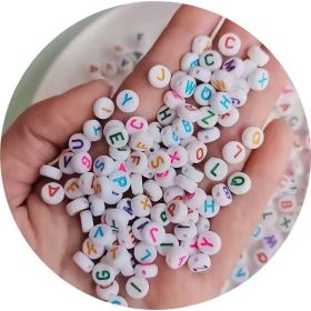 800pcs Letter Beads, Round Alphabet A Z Letter Beads ,White Beads With Coloured Letters, White With Coloured Letter Beads, Colour Letter Beads (Option: 800pcs)