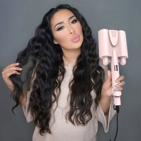 Three Barrel Hair Curling Wands With LCD Temperature Display - Ceramic Tourmaline Triple Barrels; Anion; 60 Minute Timed Shutdown; 17 Gear Temper (Items: Basic Fund 1.02IN)