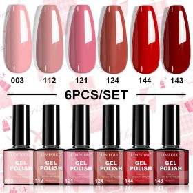 LIMEGIRL 6pcs Gel Polish Set 6 Vibrant Colors UV Gel NailPolish Red Blue Green Hema TMPTA TPO 3-free AllSeasons NailGel for Christmas Gift Women (Color: HC025-7)