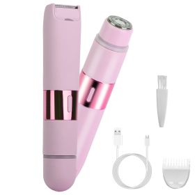 2-in-1 Bikini Trimmer for Women – Cordless IPX5 Waterproof Body Shaver for Wet & Dry Use (Option: Pink)