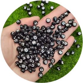 800 Pieces Black Round Acrylic With Black Silver Numbers Silver Letters Lphabet Beads For Jewelry Making Bracelets Necklaces Key Chains (Option: 800pcs)