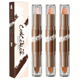 3PCS Dual-Ended Contour Stick, 2-in-1 Highlighter & Bronzer Stick, Waterproof Long-Lasting Contour And Highlight Makeup Pen (Option: 3pcs)