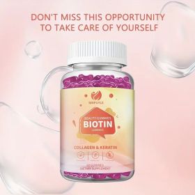 Biotin 12000MCG Beauty Gummies With Collagen & Keratin, Hair, Skin & Nail Support, 60 Count (Option: 1)